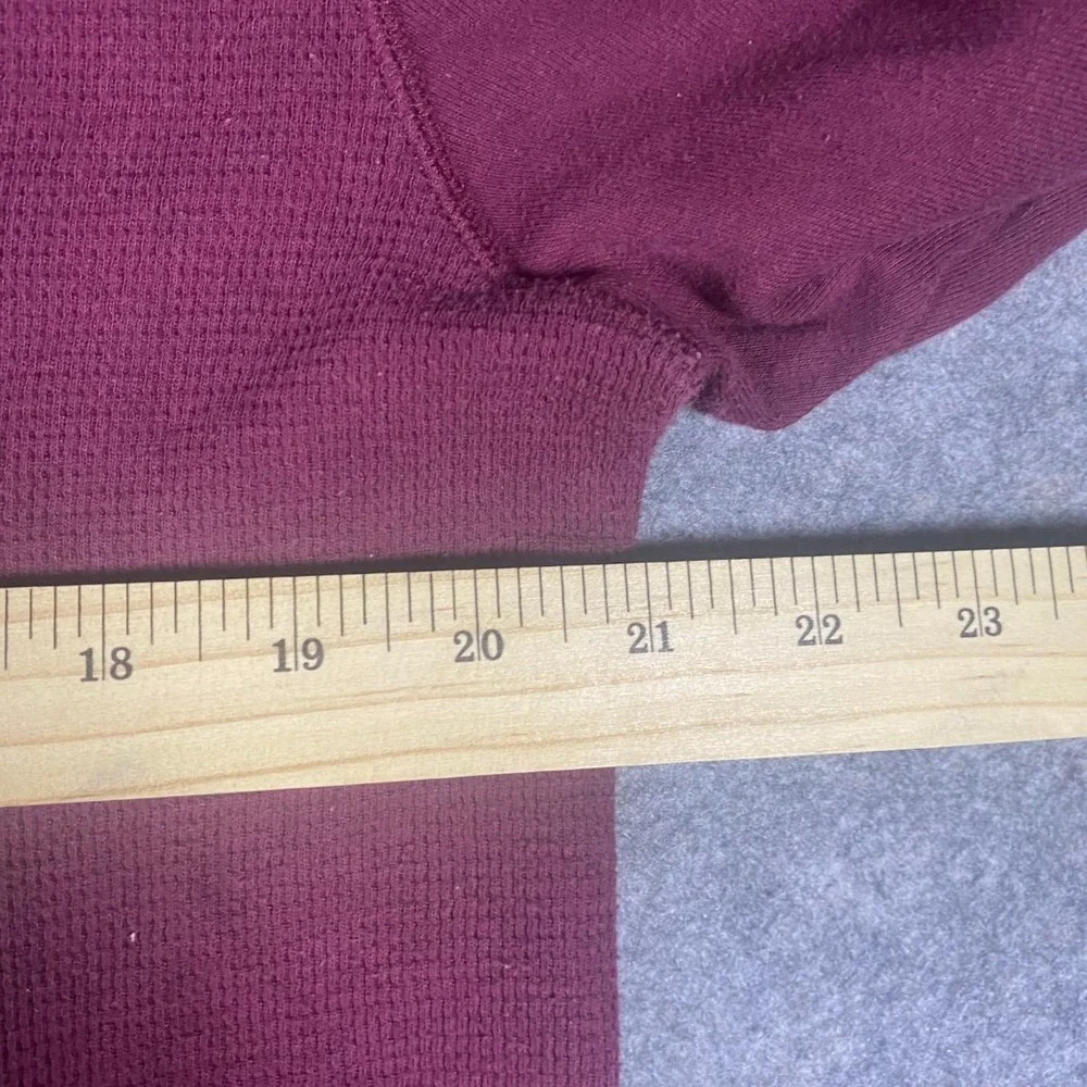 Polo Ralph Lauren Mens Burgundy Waffle Knit Long Sleeve Crew Neck‎ Polo Shirt L